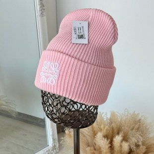 Шапка унісекс Knitted Loewe з відворотом рожева фото