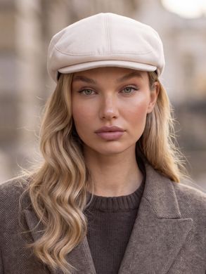 Женский кепи, кепка хулиганка Hector Cashmere кашемировая молочная фото