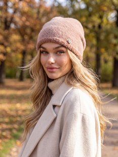 Шапка тепла Nicole з екохутра кава з молоком (мокко) фото
