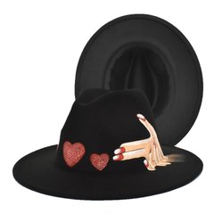 Шляпа Федора унисекс Graffiti Heart с устойчивыми полями черная фото