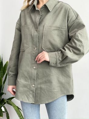 Жіноча джинсова сорочка Shift Oversize зелена хакі (фісташкова) фото