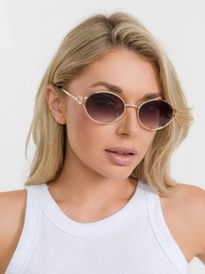 Сонцезахисні окуляри овальні Miu Miu Oval Logo градієнт сірі із золотом фото