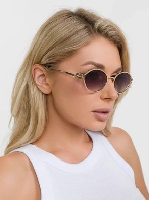 Сонцезахисні окуляри овальні Miu Miu Oval Logo градієнт сірі із золотом фото
