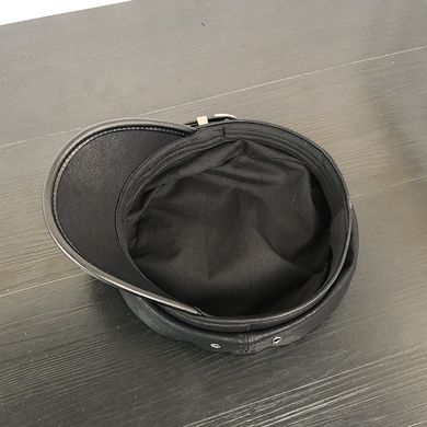 Женский картуз, кепи, фуражка из экокожи с пряжкой черный фото