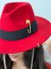 Капелюх жіночий Федора Calabria з металевим декором і ланцюжком червона, Немає в наявності, Червоний, One Size
