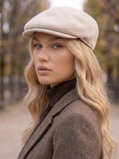 Женский кепи, кепка хулиганка Hector Cashmere кашемировая бежевая фото