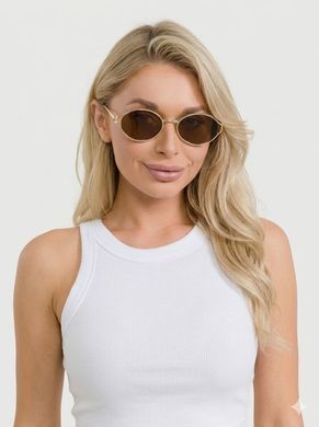 Сонцезахисні окуляри овальні Miu Miu Oval Logo коричневі із золотом фото