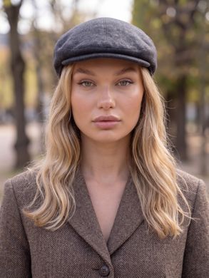 Женский кепи, кепка хулиганка Hector Cashmere кашемировая серая фото