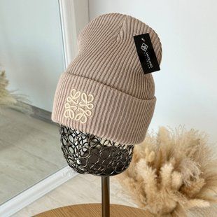 Шапка унісекс Knitted Loewe з відворотом кава з молоком (мокко) фото