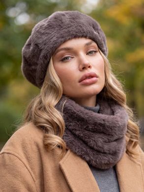 Женский комплект Alpaca берет + бафф кофе с молоком (мокко) фото