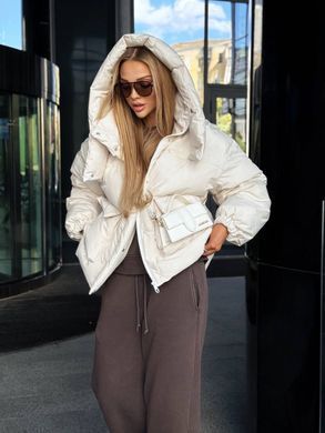 Женский пуховик, пуффер, куртка зимний Dream Oversize объемный молочный 42-48 фото