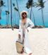 Жіноча пляжна туніка-халат з кільцями та рюшами довга біла, Немає в наявності, One Size