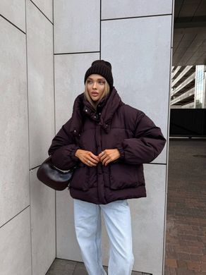 Женский пуховик, пуффер, куртка зимний Dream Oversize объемный темно-коричневый (шоколад) 42-48 фото