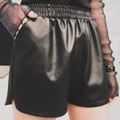 Жіночі шорти Icon з кишенями з екошкіри чорні фото