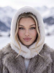 Женский капор Sable меховой молочный фото
