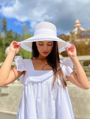 Шляпа женская летняя с широкими полями и сеткой белая фото