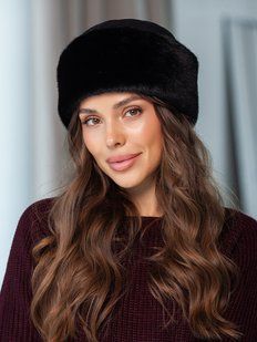 Шапка Mink хутряна з відворотом чорна фото