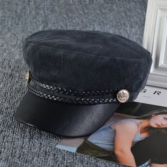 Жіночий картуз, кепі, вельветовий кашкет з козирком з екошкіри сірий фото