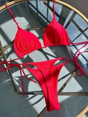 Купальник роздільний Thongs зі стрінгами та зав'язками червоний фото