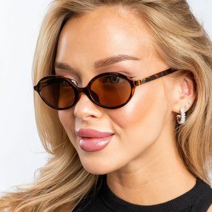 Солнцезащитные очки округлые Oculos леопардовые коричневые фото