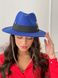 Шляпа женская Федора Calabria с металлическим декором и цепочкой синяя (электрик), Нет в наличии, Синий, One Size