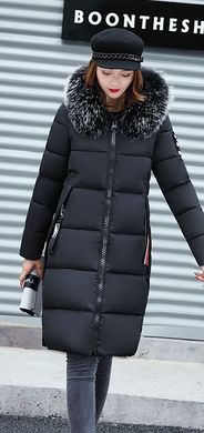 Жіночий подовжений зимовий пуховик, парку Steel чорний фото