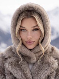 Женский капор Sable меховой бежевый фото
