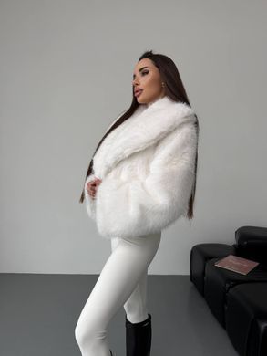 Женская шуба Cropped укороченная с отложным воротником свободного кроя белая 42-48 фото