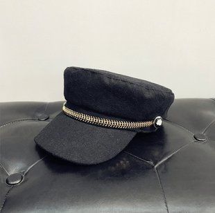 Жіночий картуз, кепі, кашкет із золотавою блискавкою чорний фото