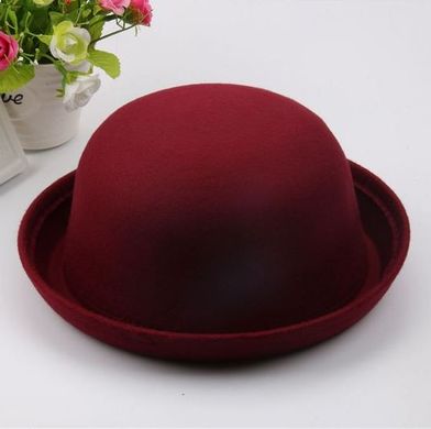 Шляпа Котелок бордовая (марсала) фото