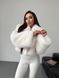 Женская шуба Cropped укороченная с отложным воротником свободного кроя белая 42-48, 42-48