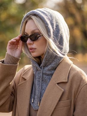 Женский капор Sheepskin из экомеха и воротником серый фото
