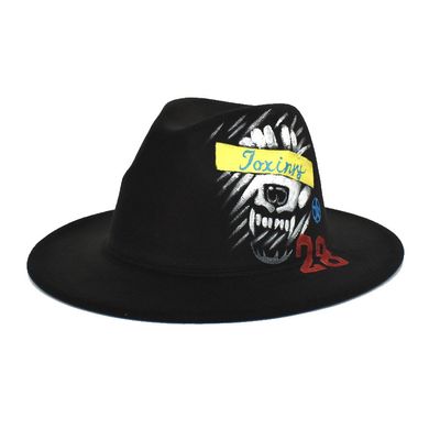 Шляпа Федора унисекс Graffiti Beast с устойчивыми полями черная фото