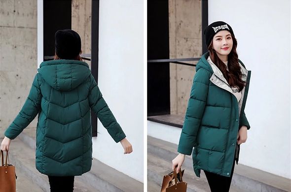 Жіночий подовжений пуховик зимовий, куртка Daily зелений фото