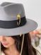 Шляпа женская Федора Calabria с металлическим декором и цепочкой серая, Нет в наличии, Серый, One Size