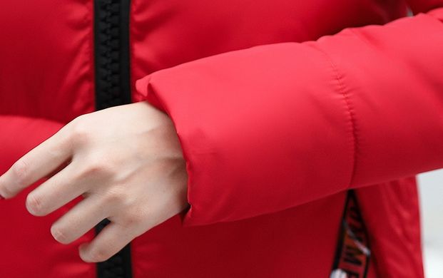 Жіночий подовжений зимовий пуховик, парку Steel червоний фото