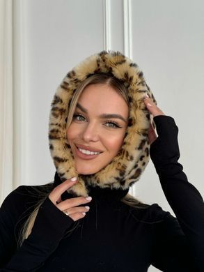 Жіночий капор Mink Leo хутряний леопардовий чорний фото