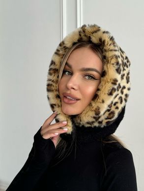 Жіночий капор Mink Leo хутряний леопардовий чорний фото