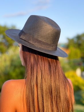 Шляпа унисекс летняя Федора с устойчивыми полями и лентой черная фото