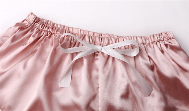 Женская атласная пижама Ajour: топ и шорты розовая фото