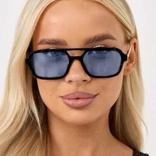 Сонцезахисні окуляри авіатор Celebrity з металевим завушником блакитні з чорним фото