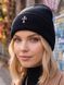 Шапка унісекс Chrome Hearts Ribbed тонка демісезон з відворотом чорна, Чорний, 54-60