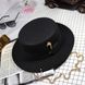 Шляпа женская Канотье Calabria с металлическим декором и цепочкой черная, Нет в наличии, Черный, One Size