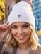 Шапка унісекс Chrome Hearts Ribbed тонка демісезон з відворотом біла, Білий, 54-60