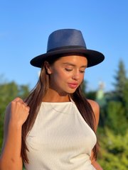 Шляпа унисекс летняя Федора с устойчивыми полями и лентой синяя фото