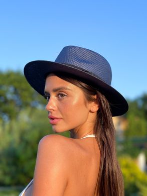 Шляпа унисекс летняя Федора с устойчивыми полями и лентой синяя фото