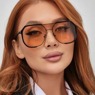 Солнцезащитные очки авиатор Dragonfly бежевые с черным фото