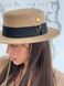 Шляпа женская Канотье Calabria с металлическим декором и цепочкой бежевая, Нет в наличии, Бежевый, One Size