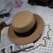 Шляпа женская Канотье Calabria с металлическим декором и цепочкой бежевая, Нет в наличии, Бежевый, One Size