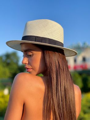 Шляпа унисекс летняя Федора с устойчивыми полями и лентой молочная фото